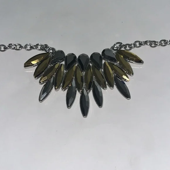 Crown Couture Silver and Brass Gem Necklace - Picture 6 of 6